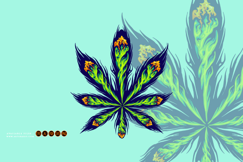 lighting-cannabis-joint-arrangement-form-into-sativa-leaf-illustration