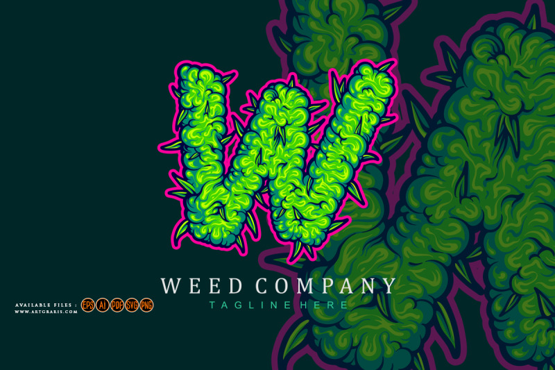 monogram-letter-weed-buds-decorative-letter-w-illustrations