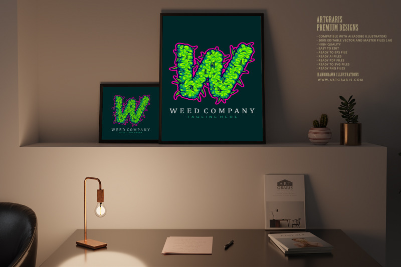 monogram-letter-weed-buds-decorative-letter-w-illustrations