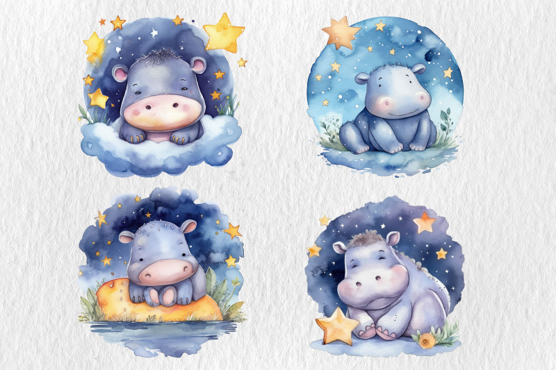 watercolor-hippo-baby