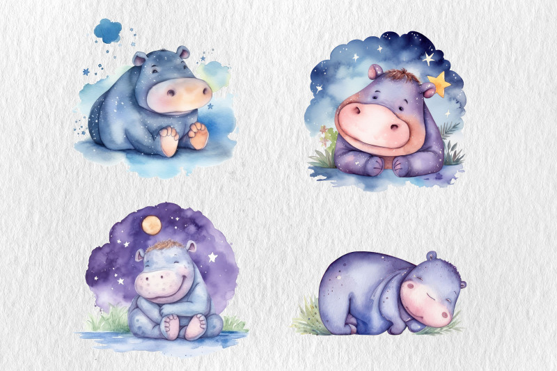 watercolor-hippo-baby