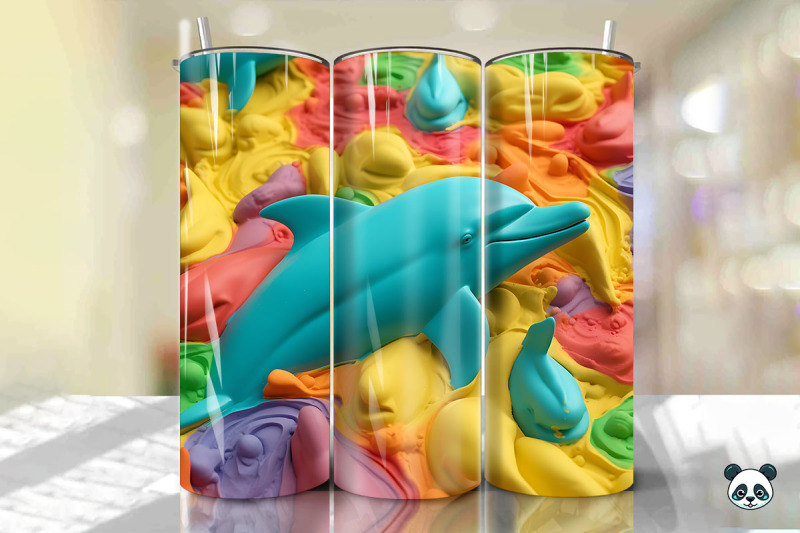 colorful-3d-dolphin-tumbler-wrap-png-2