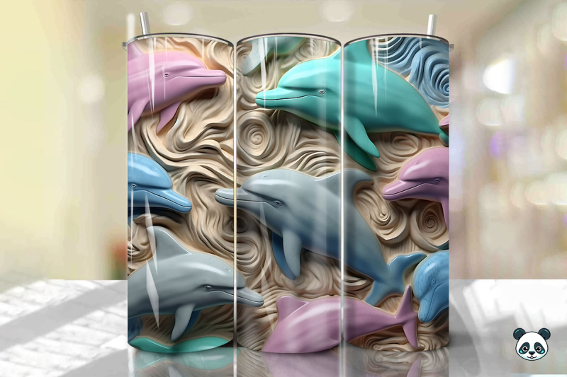 colorful-3d-dolphin-tumbler-wrap-png-7