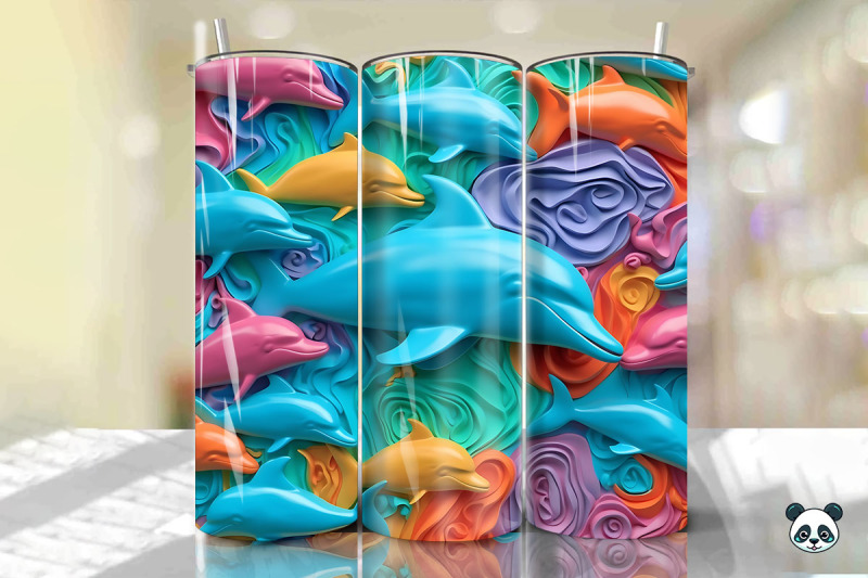 colorful-3d-dolphin-tumbler-wrap-png