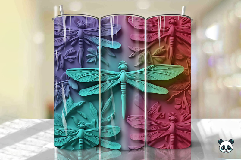 colorful-3d-dragonfly-tumbler-wrap-png-5