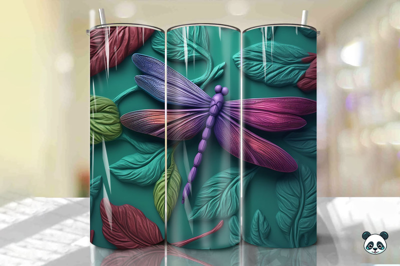 colorful-3d-dragonfly-tumbler-wrap-png-6