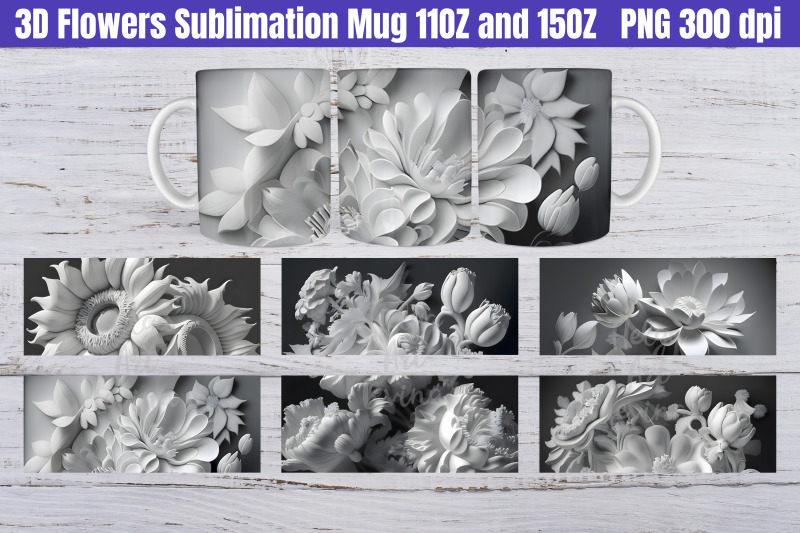 bundle-3d-flowers-mug-sublimation-11oz-and-15oz