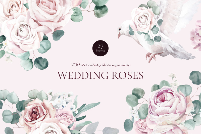 wedding-roses-watercolor-arrangements