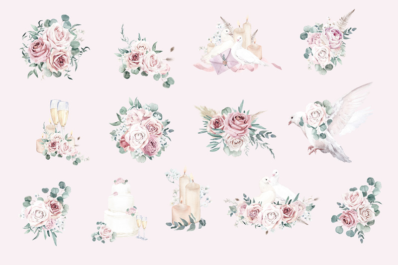 wedding-roses-watercolor-arrangements