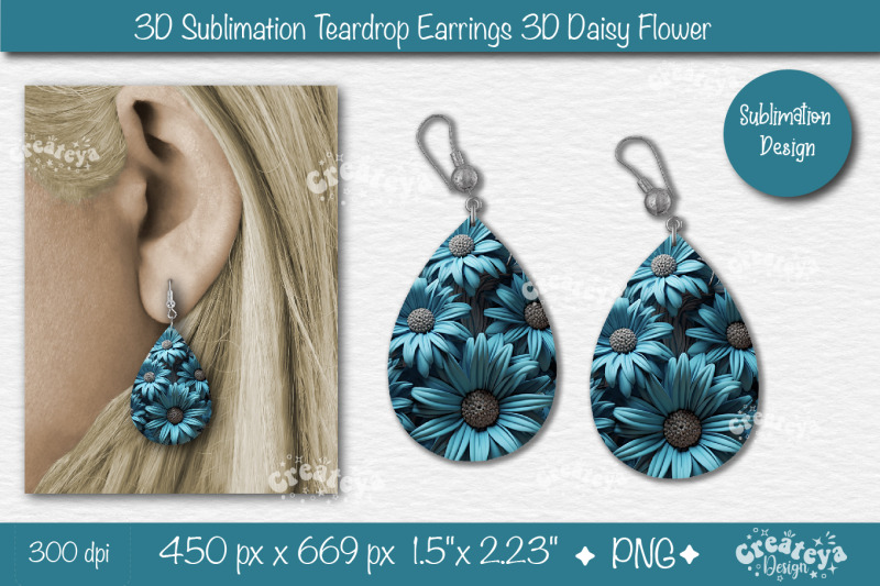 3d-earrings-sublimation-teardrop-earring-3d-daisy-3d-sublimation-flora