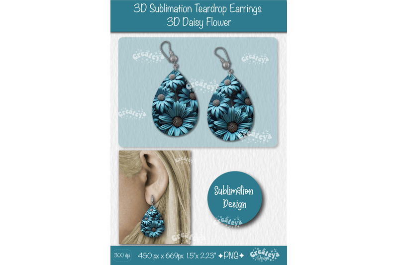 3d-earrings-sublimation-teardrop-earring-3d-daisy-3d-sublimation-flora