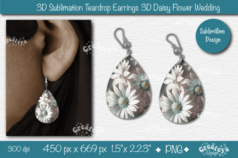 3d-earrings-sublimation-teardrop-earring-3d-daisy-3d-sublimation-flora