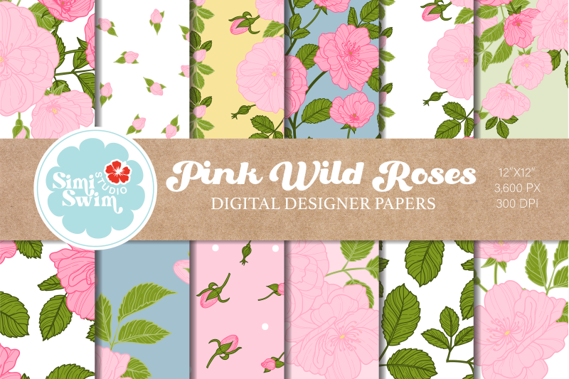 pink-wild-roses-digital-papers-seamless-pattern-scrapbook-paper-dig