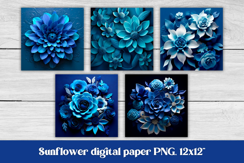 3d-blue-flower-digital-paper-3d-flower-background