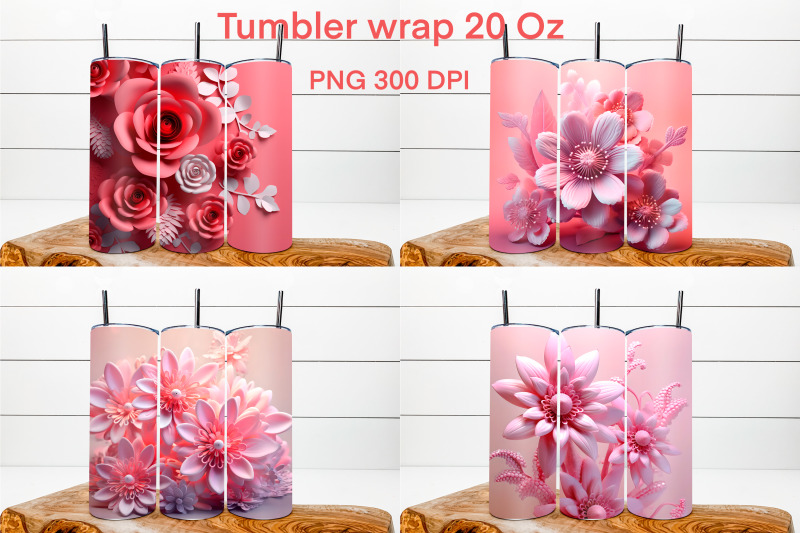 3d-pink-flower-sublimation-tumbler-3d-flower-illustration
