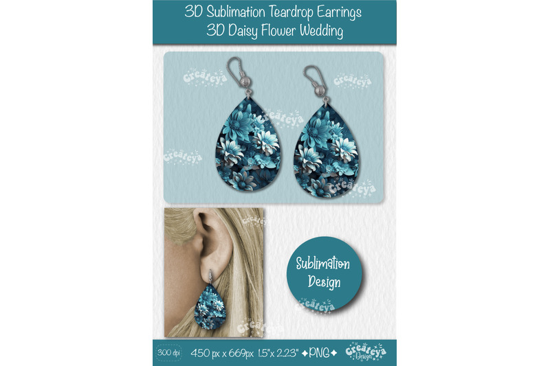 3d-earrings-sublimation-teardrop-earring-3d-daisy-3d-sublimation-flora