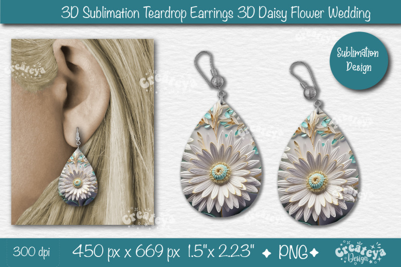 3d-earrings-sublimation-teardrop-earring-3d-daisy-3d-sublimation-flora