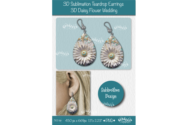 3d-earrings-sublimation-teardrop-earring-3d-daisy-3d-sublimation-flora