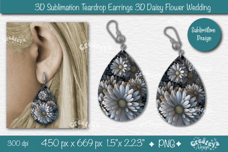 3d-earrings-sublimation-teardrop-earring-3d-daisy-3d-sublimation-flora