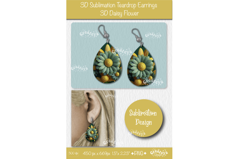 3d-earrings-sublimation-teardrop-earring-3d-daisy-3d-sublimation-flora