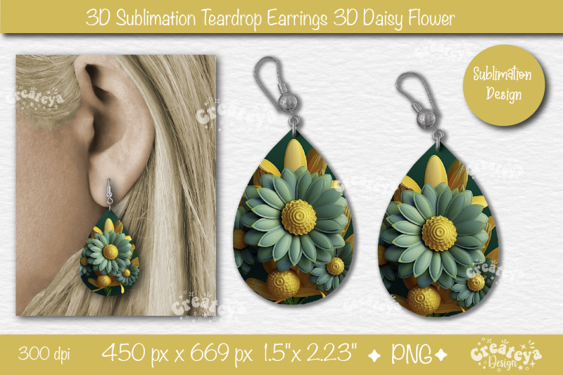 3d-earrings-sublimation-teardrop-earring-3d-daisy-3d-sublimation-flora