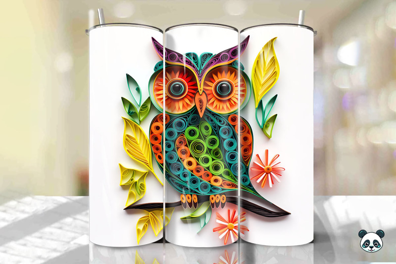 3d-owl-paper-quilling-tumbler-wrap-png