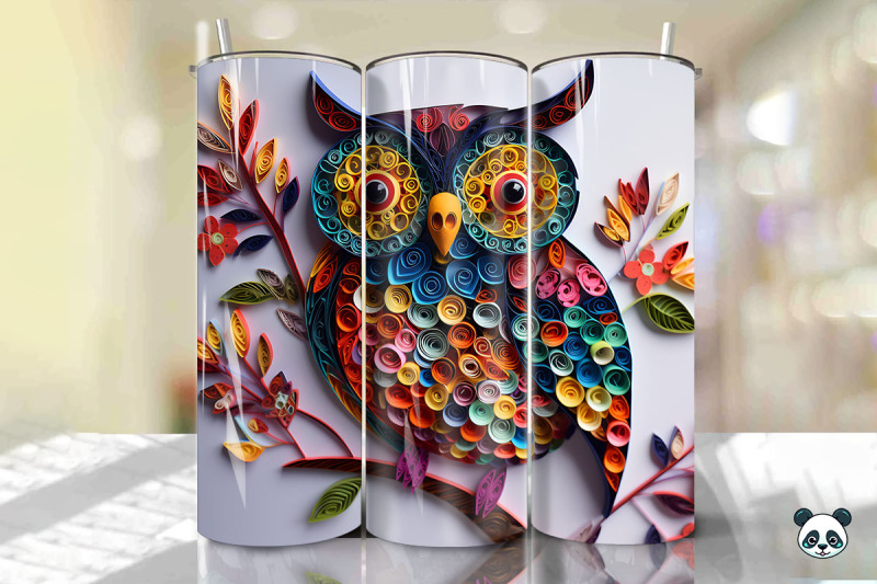 3d-owl-paper-quilling-tumbler-wrap-png