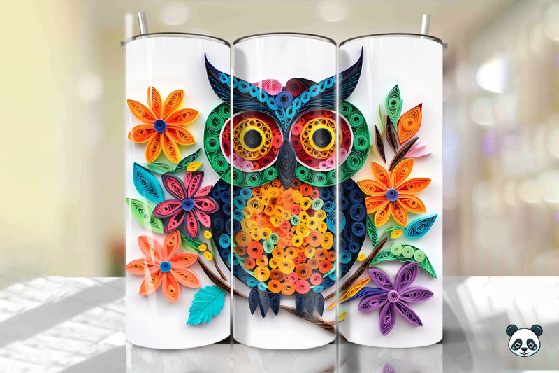 3d-owl-paper-quilling-tumbler-wrap-png