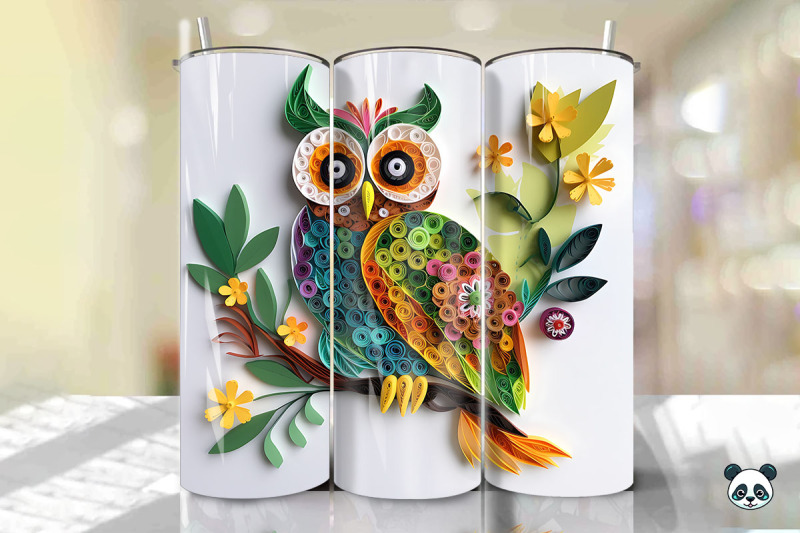 3d-owl-paper-quilling-tumbler-wrap-png