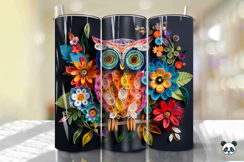 3d-owl-paper-quilling-tumbler-wrap-png