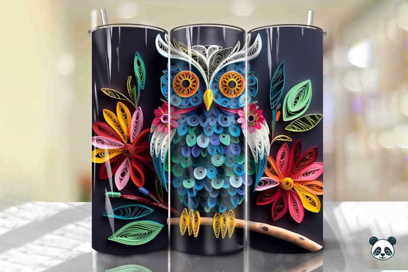 3d-owl-paper-quilling-tumbler-wrap-png