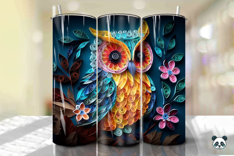 3d-owl-paper-quilling-tumbler-wrap-png