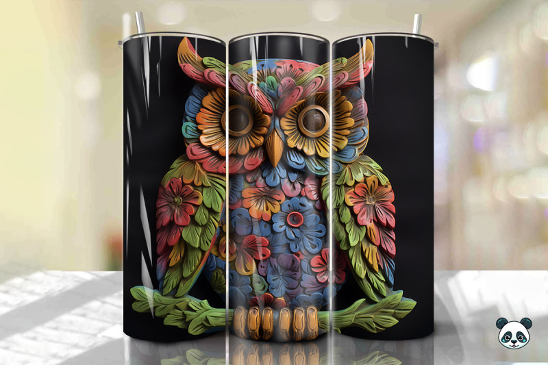 colorful-3d-owl-tumbler-wrap-png