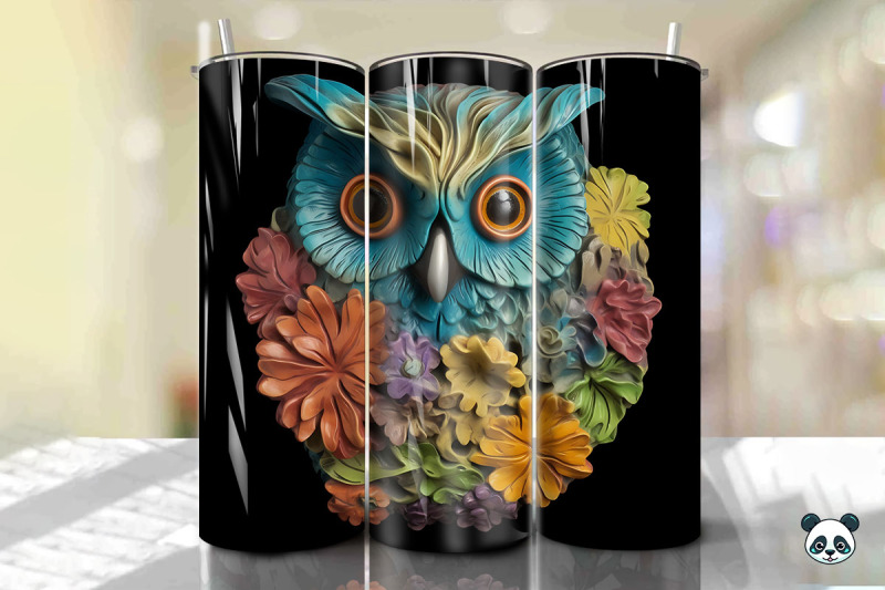 colorful-3d-owl-tumbler-wrap-png