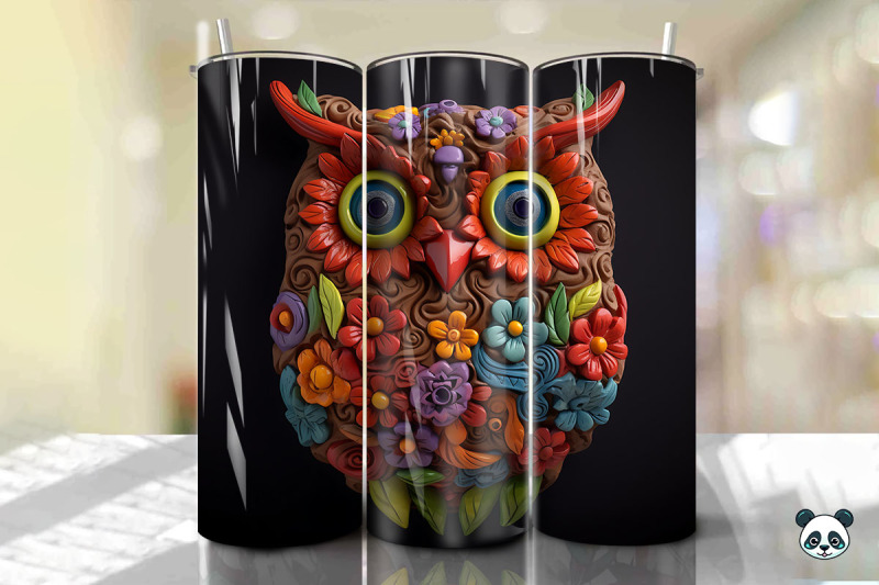 colorful-3d-owl-tumbler-wrap-png