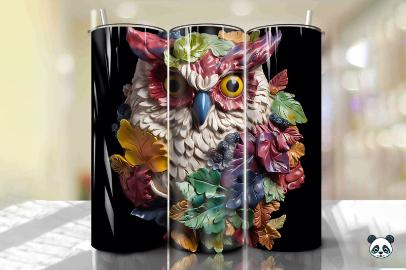 colorful-3d-owl-tumbler-wrap-png