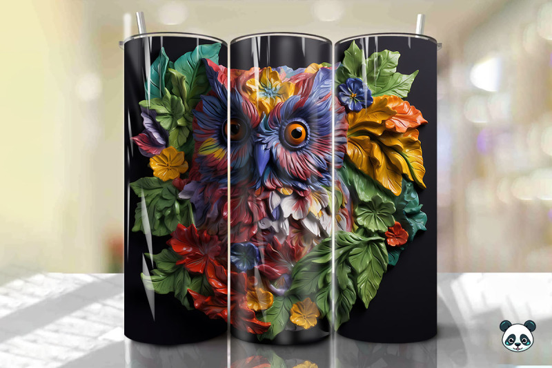 colorful-3d-owl-tumbler-wrap-png