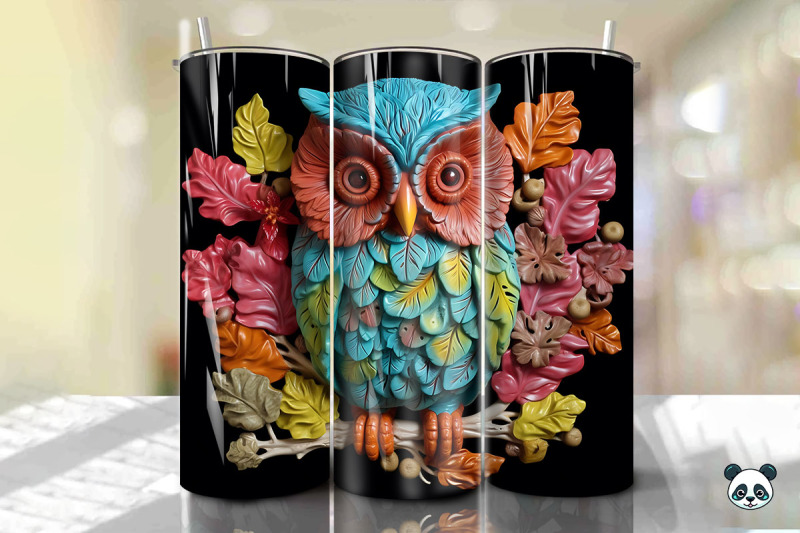 colorful-3d-owl-tumbler-wrap-png