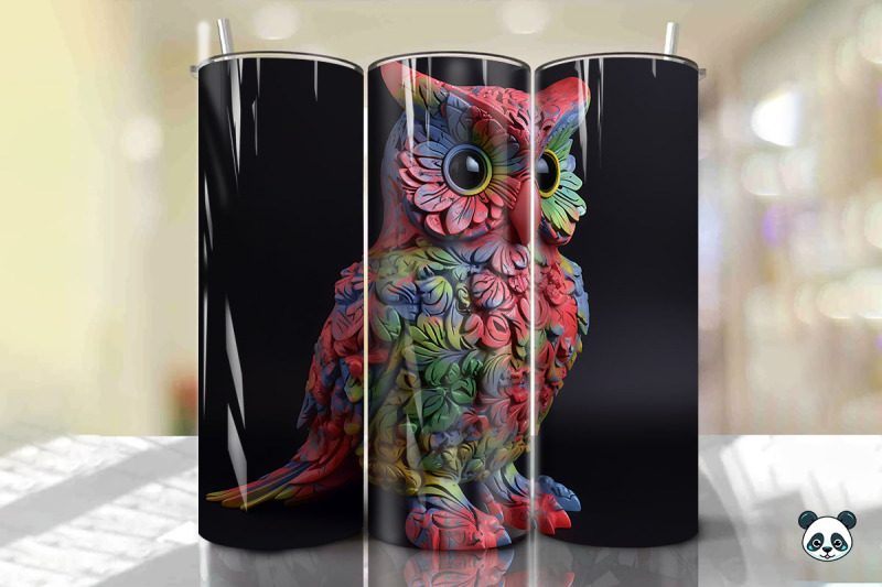 colorful-3d-owl-tumbler-wrap-png