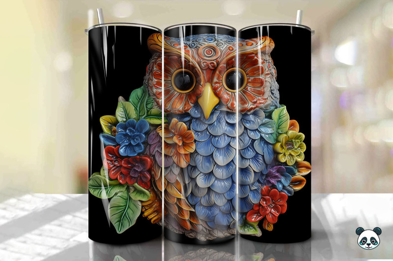 colorful-3d-owl-tumbler-wrap-png