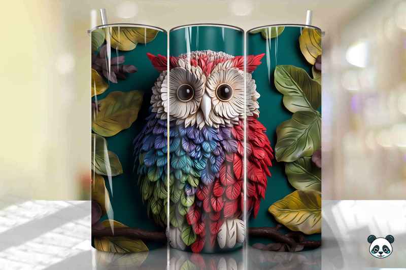 colorful-3d-owl-tumbler-wrap-png