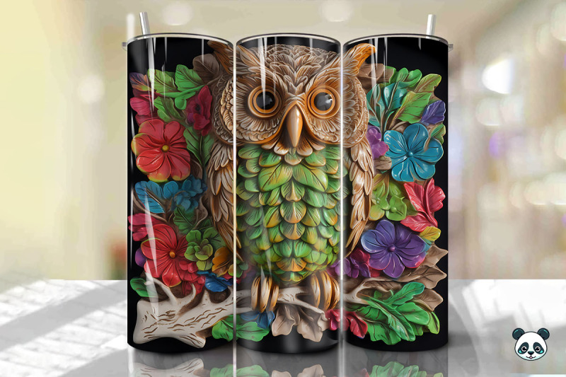 colorful-3d-owl-tumbler-wrap-png