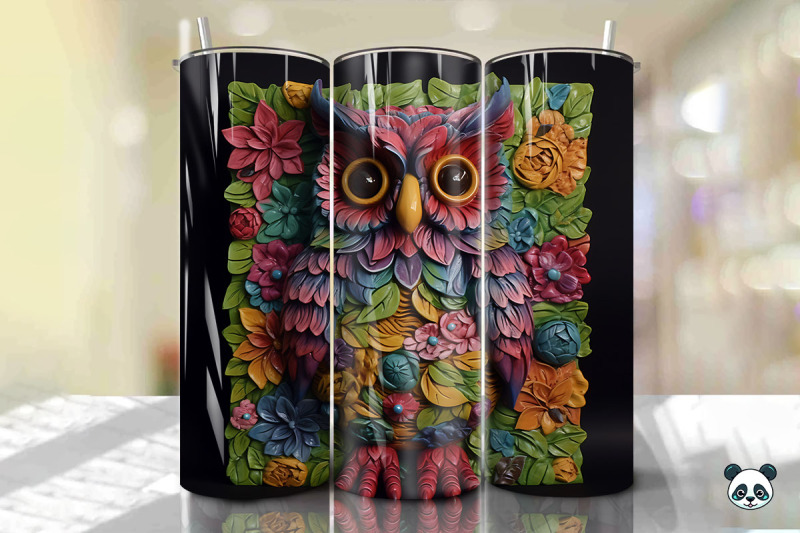 colorful-3d-owl-tumbler-wrap-png