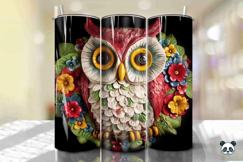 colorful-3d-owl-tumbler-wrap-png