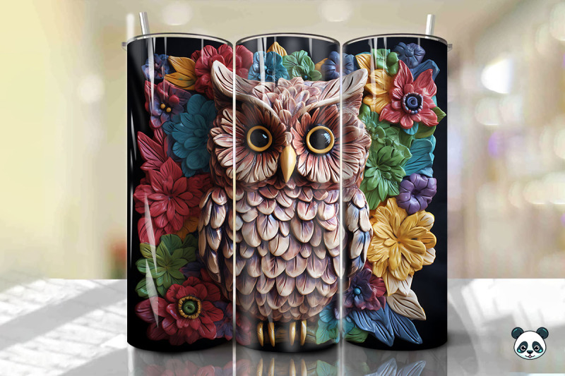 colorful-3d-owl-tumbler-wrap-png