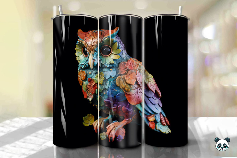 colorful-3d-owl-tumbler-wrap-png