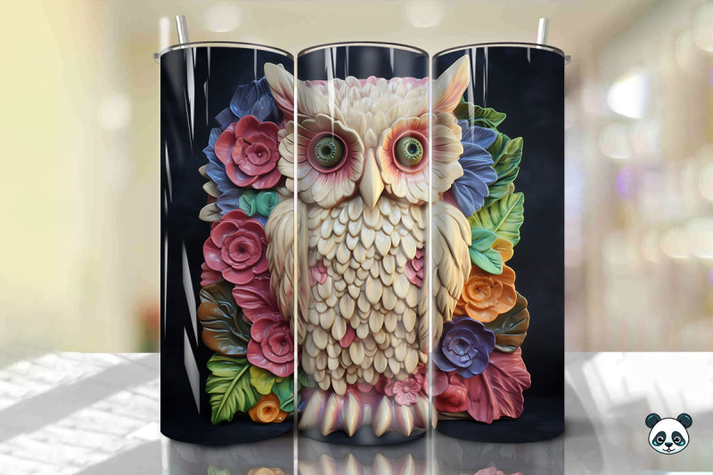 colorful-3d-owl-tumbler-wrap-png