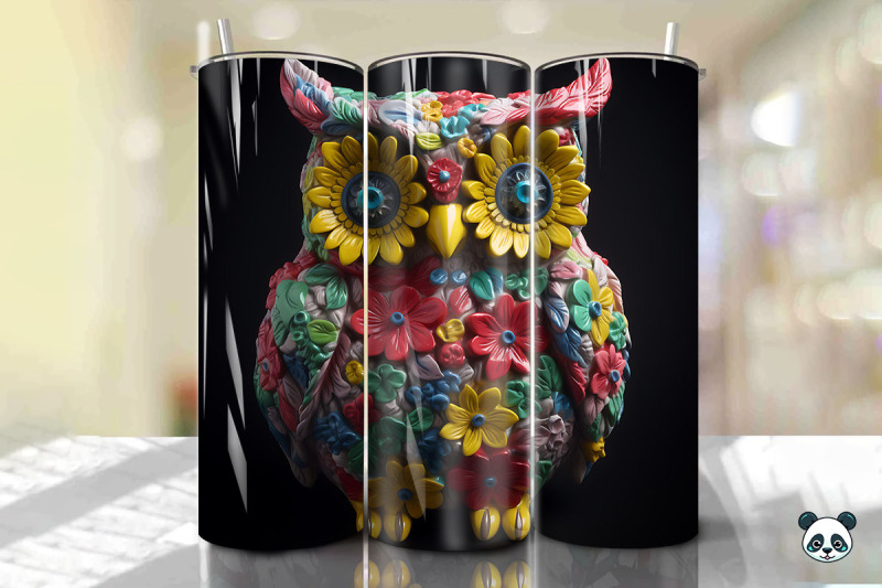 colorful-3d-owl-tumbler-wrap-png