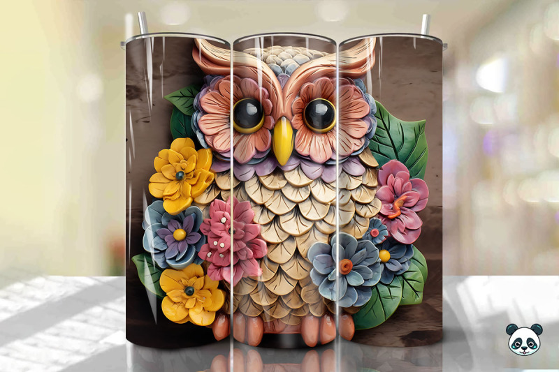 colorful-3d-owl-tumbler-wrap-png