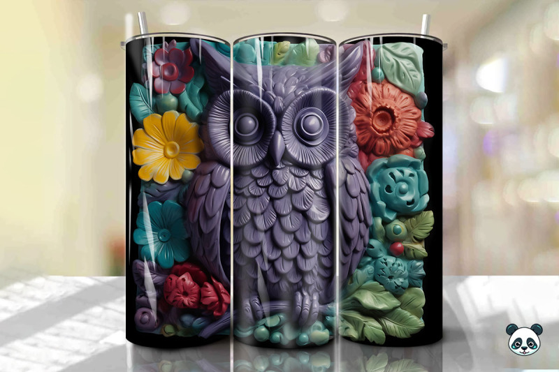 colorful-3d-owl-tumbler-wrap-png